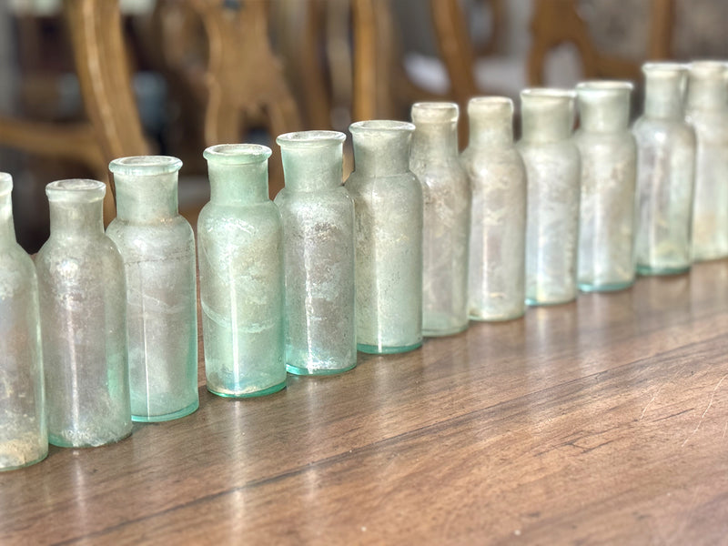 22 Small Antique Glass Bottles - Sold in 3's