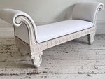 A Thomas Hope Style Painted Window Seat with Linen Upholstery