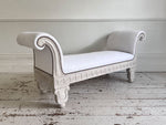 A Thomas Hope Style Painted Window Seat with Linen Upholstery