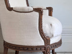Two Pairs of Carved 19th C Louis XVI Style Carved Frame Bergères