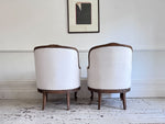 Two Pairs of Carved 19th C Louis XVI Style Carved Frame Bergères