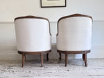 Two Pairs of Carved 19th C Louis XVI Style Carved Frame Bergères