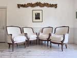 Two Pairs of Carved 19th C Louis XVI Style Carved Frame Bergères