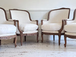 Two Pairs of Carved 19th C Louis XVI Style Carved Frame Bergères
