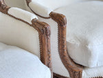 Two Pairs of Carved 19th C Louis XVI Style Carved Frame Bergères