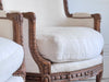 Two Pairs of Carved 19th C Louis XVI Style Carved Frame Bergères