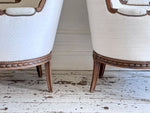 Two Pairs of Carved 19th C Louis XVI Style Carved Frame Bergères