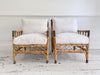Two Pairs of 1950's French Bamboo Armchairs with Brass Details
