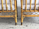 Two Pairs of 1950's French Bamboo Armchairs with Brass Details