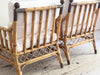 Two Pairs of 1950's French Bamboo Armchairs with Brass Details