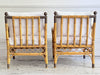 Two Pairs of 1950's French Bamboo Armchairs with Brass Details