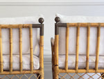 Two Pairs of 1950's French Bamboo Armchairs with Brass Details