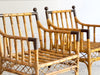 Two Pairs of 1950's French Bamboo Armchairs with Brass Details