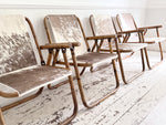 Two Pairs of 1970's Folding Bamboo Cowhide Armchairs