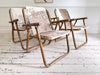 Two Pairs of 1970's Folding Bamboo Cowhide Armchairs
