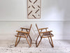 Two Pairs of 1970's Folding Bamboo Cowhide Armchairs