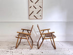 Two Pairs of 1970's Folding Bamboo Cowhide Armchairs