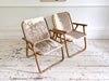 Two Pairs of 1970's Folding Bamboo Cowhide Armchairs