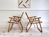 Two Pairs of 1970's Folding Bamboo Cowhide Armchairs