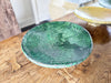 An Extra Large Glazed Green Vintage Moroccan Serving Fruit Dish on Stand