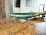 An Extra Large Glazed Green Vintage Moroccan Serving Fruit Dish on Stand