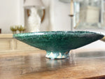 An Extra Large Glazed Green Vintage Moroccan Serving Fruit Dish on Stand