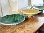 An Extra Large Glazed Green Vintage Moroccan Serving Fruit Dish on Stand