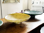 An Extra Large Glazed Yellow Vintage Moroccan Serving Fruit Dish on Stand