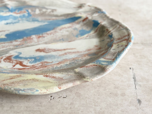 Vintage Pichon d'Uzès Marbled Ceramic Serving Dish