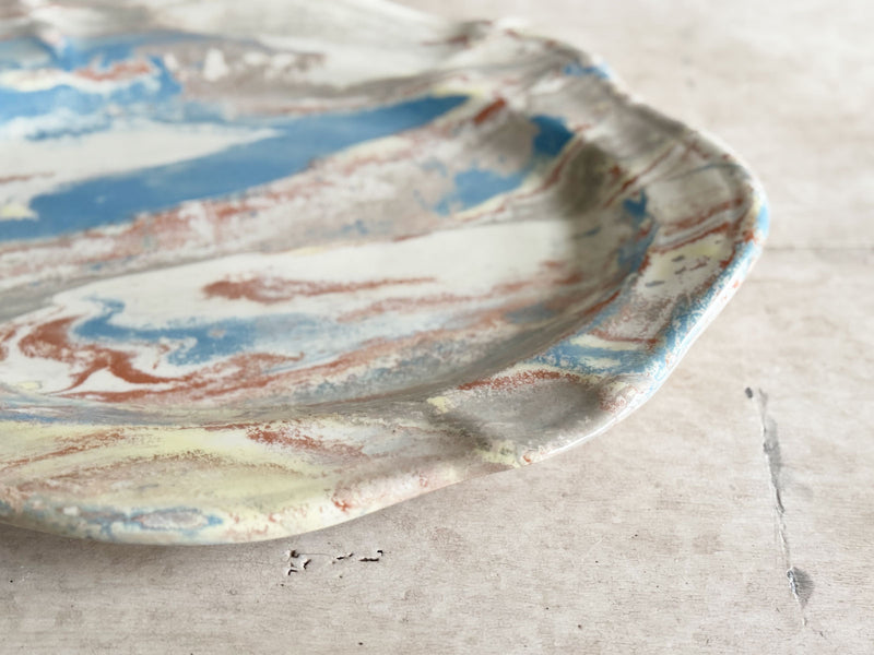 Vintage Pichon d'Uzès Marbled Ceramic Serving Dish