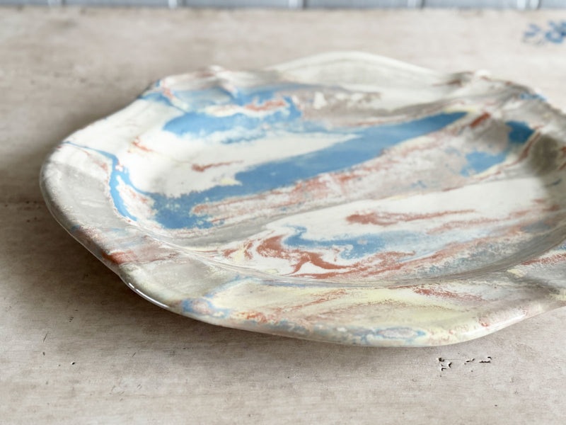 Vintage Pichon d'Uzès Marbled Ceramic Serving Dish