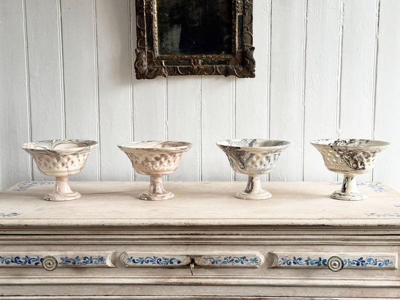 Vintage Pichon d'Uzès Marbled Ceramic Serving Bowl on Stand II