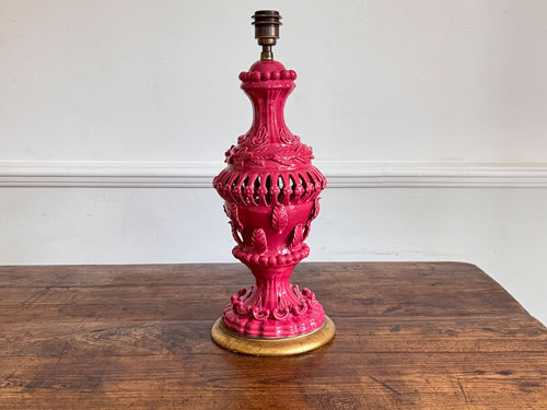 A 1960's Casa Pupo Manises Pink Ceramic Table Light