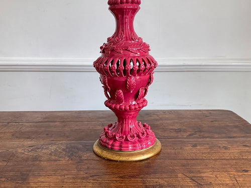 A 1960's Casa Pupo Manises Pink Ceramic Table Light