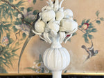 An Elegant 1950's Manises White Glazed Fruit Table Lamp on Pedestal