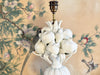 An Elegant 1950's Manises White Glazed Fruit Table Lamp on Pedestal