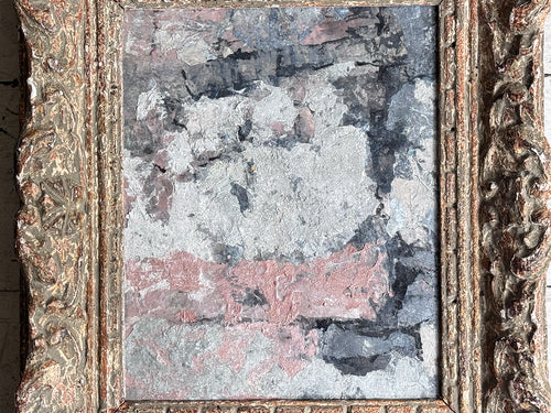 A Vintage Pink Grey Abstract Artwork in Antique Montparnasse Frame II
