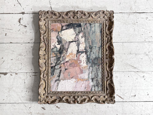 A Vintage Pink Grey Abstract Artwork in Antique Montparnasse Frame I