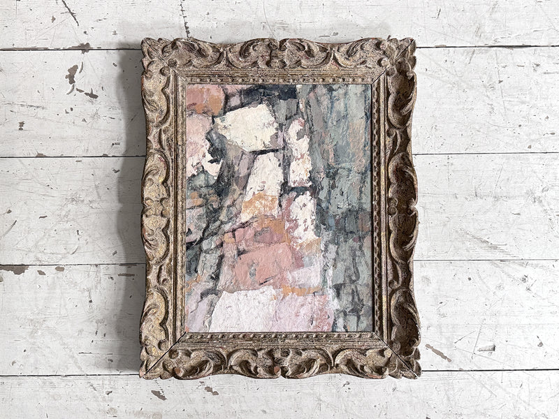 A Vintage Pink Grey Abstract Artwork in Antique Montparnasse Frame I