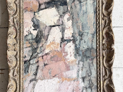 A Vintage Pink Grey Abstract Artwork in Antique Montparnasse Frame I