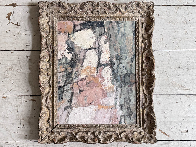 A Vintage Pink Grey Abstract Artwork in Antique Montparnasse Frame I