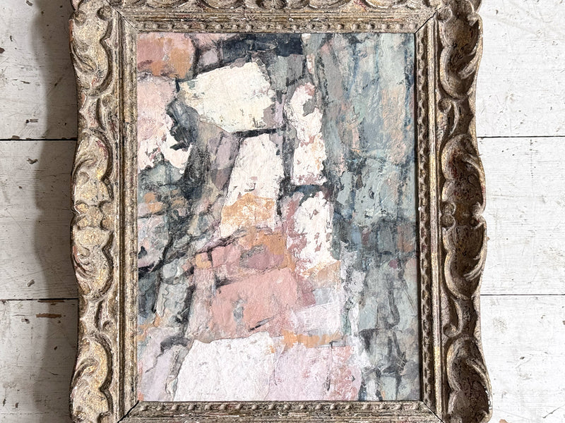 A Vintage Pink Grey Abstract Artwork in Antique Montparnasse Frame I