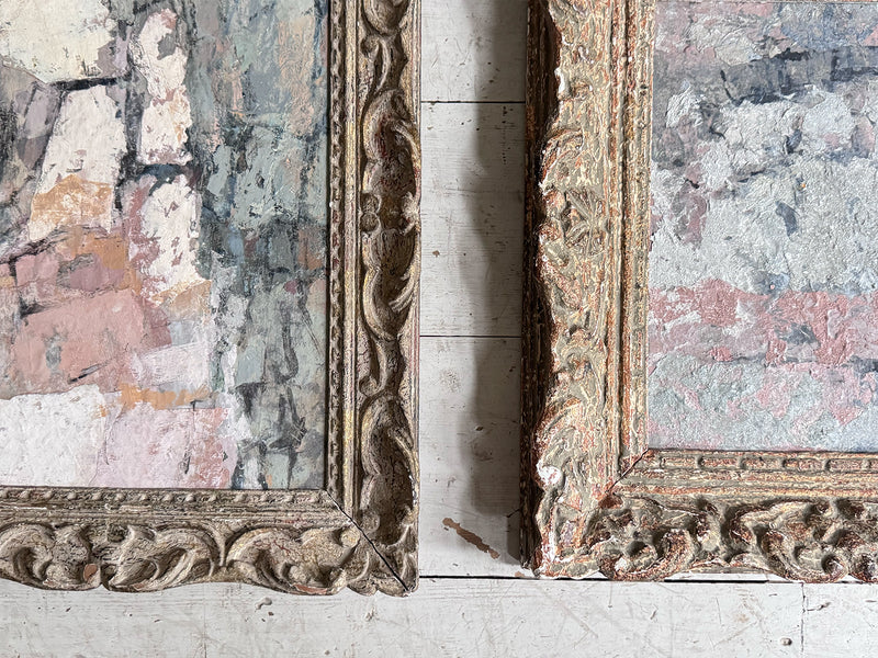 A Vintage Pink Grey Abstract Artwork in Antique Montparnasse Frame I