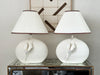 A Vintage Pair of White Ceramic Pencil Reed Effect Table Lamps