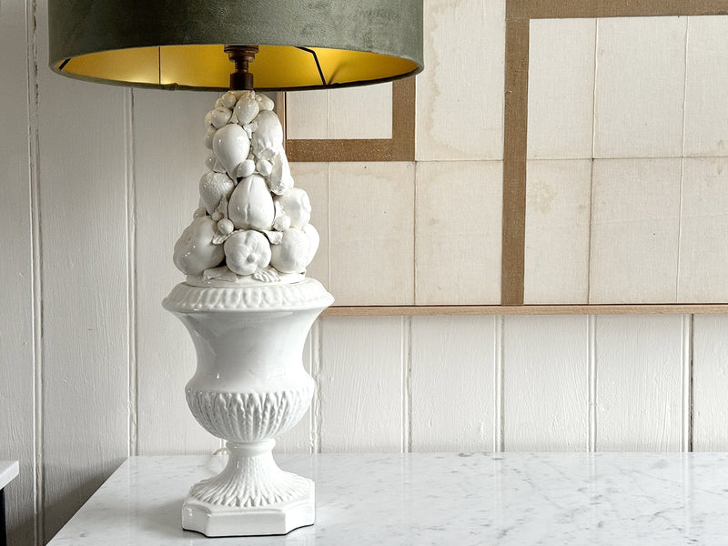 A 1950's Spanish Casa Pupo White Ceramic Fruit Table Light