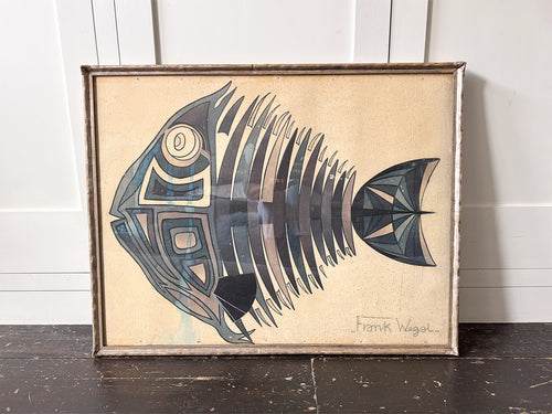 Mid Century 'Le Poisson Qui Pleure' by Frank Wegal Watercolour in Silver Gilt Frame