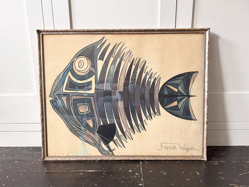 Mid Century 'Le Poisson Qui Pleure' by Frank Wegal Watercolour in Silver Gilt Frame