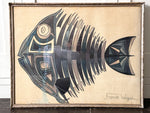 Mid Century 'Le Poisson Qui Pleure' by Frank Wegal Watercolour in Silver Gilt Frame