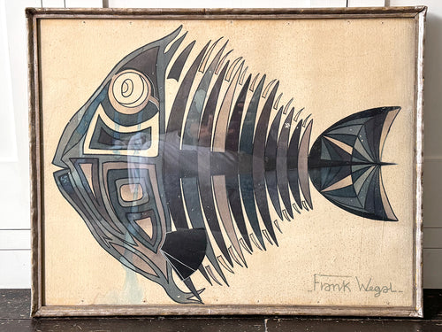 Mid Century 'Le Poisson Qui Pleure' by Frank Wegal Watercolour in Silver Gilt Frame