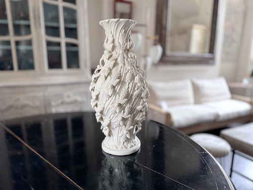 A 1960's Manises White Ceramic Vase